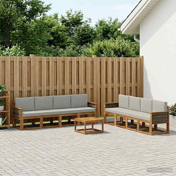 VidaXL Kültéri kanapé szett 7 pcs Természetes és Világosszürke