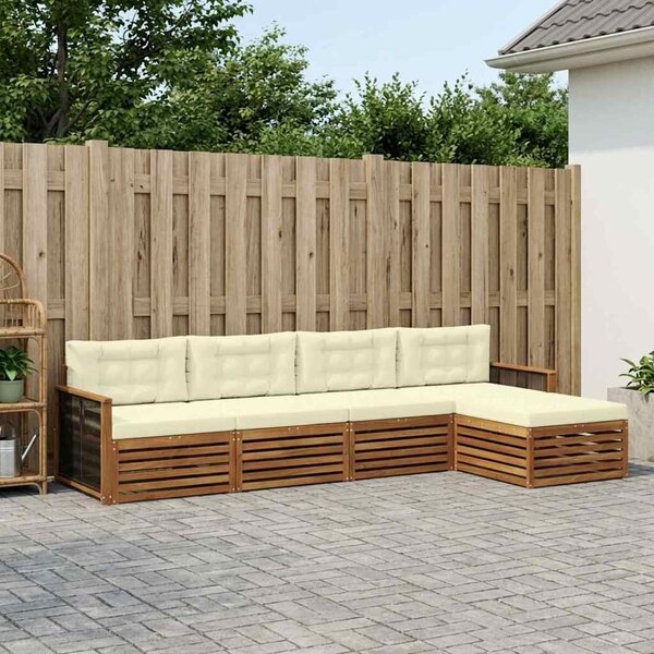 VidaXL Kültéri kanapé szett párnával 5 pcs Természetes és krémszínű
