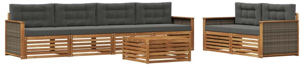 VidaXL Kültéri kanapé szett párnával 7 pcs Természetes és antracit