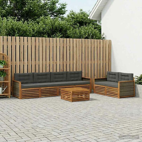 VidaXL Kültéri kanapé szett párnával 7 pcs Természetes és antracit
