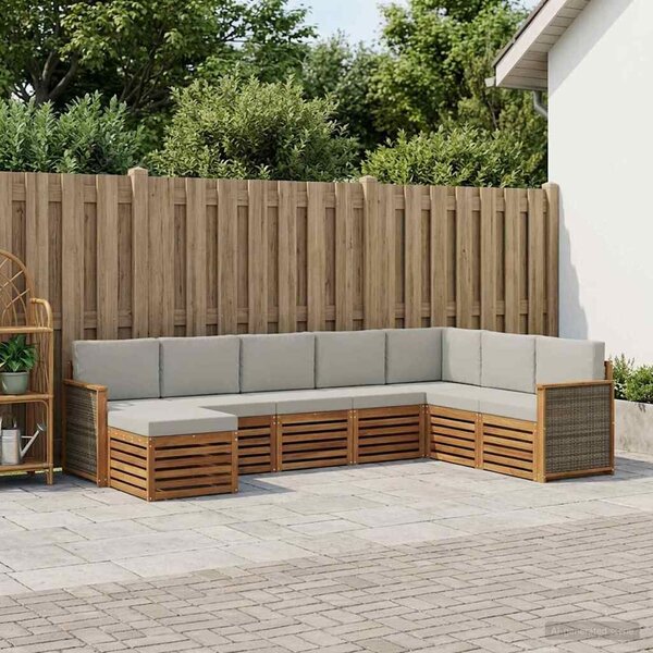 VidaXL Kültéri kanapé szett 6 pcs Természetes és Világosszürke