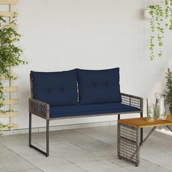 VidaXL Kerti pad párnával Szürke és Tengerészkék 118 x 55 x 82 cm