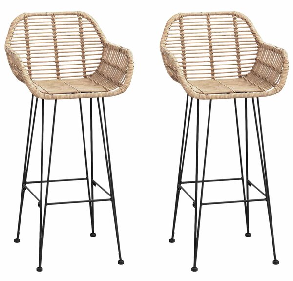 Bárszék 2 pcs Természetes 55 x 52 x 105 cm Rattan és Vas