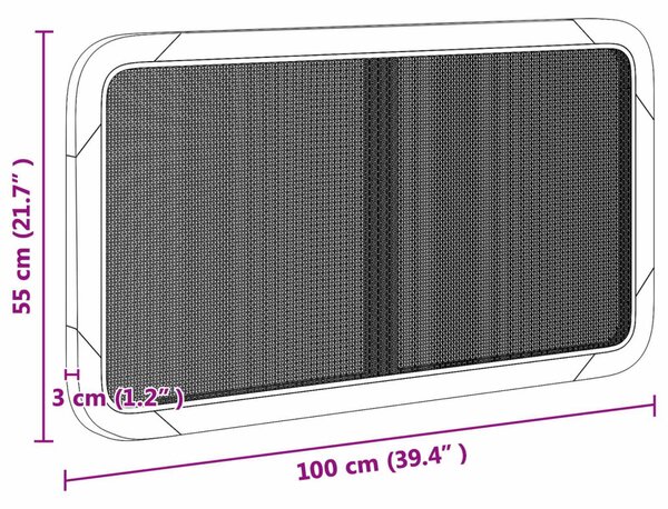 Fejtámla fejtámlával Fekete 100 x 55 x 3 cm Rattan