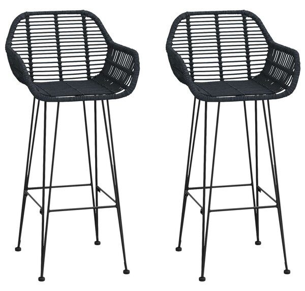 Bárszék 2 pcs Fekete 55 x 52 x 105 cm Rattan és Vas