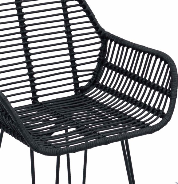 Bárszék 2 pcs Fekete 55 x 52 x 105 cm Rattan és Vas