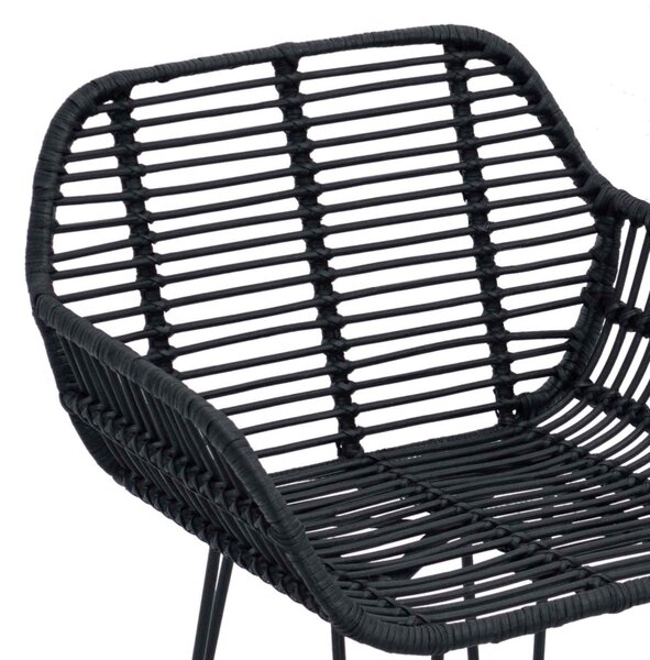 Bárszék 2 pcs Fekete 55 x 52 x 105 cm Rattan és Vas