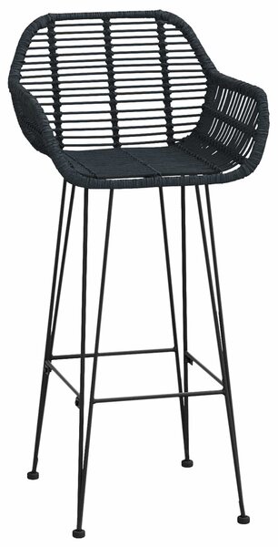 Bárszék 2 pcs Fekete 55 x 52 x 105 cm Rattan és Vas