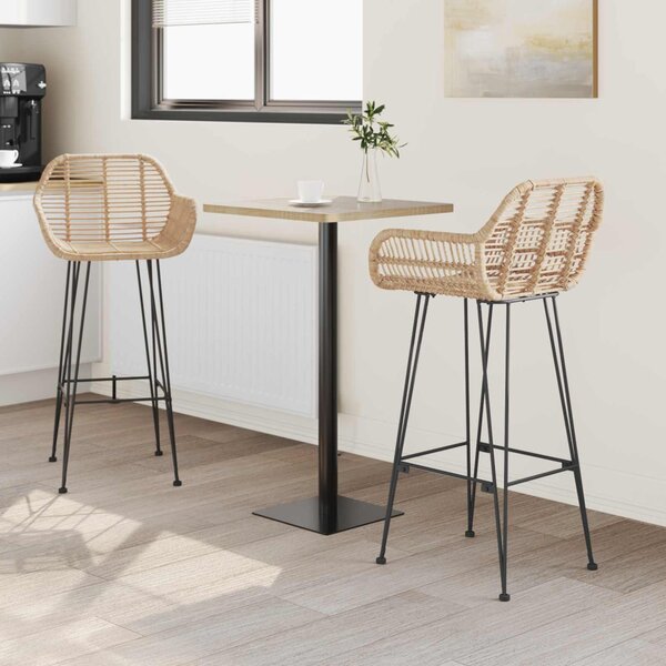 Bárszék 2 pcs Természetes 55 x 52 x 105 cm Rattan és Vas