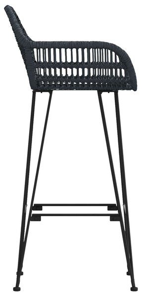 Bárszék 2 pcs Fekete 55 x 52 x 105 cm Rattan és Vas