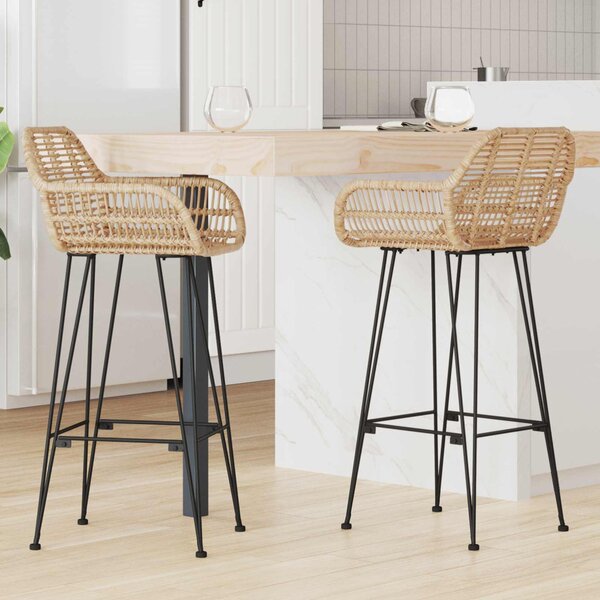 Bárszék 2 pcs Természetes 55 x 52 x 105 cm Rattan és Vas