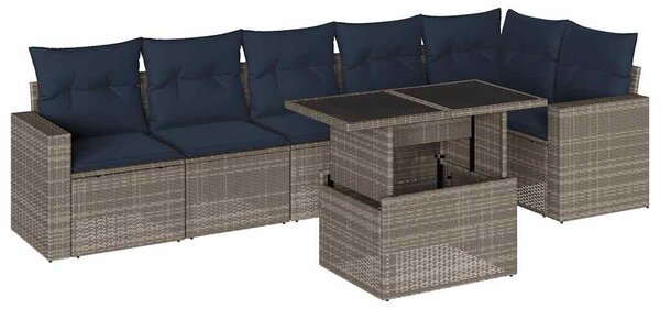 VidaXL 7 db szürke polyrattan kerti kanapégarnitúra párnákkal