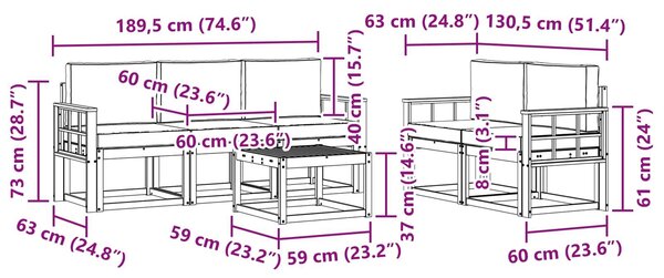 VidaXL Kültéri kanapé szett 6 pcs Fehér és Világosszürke