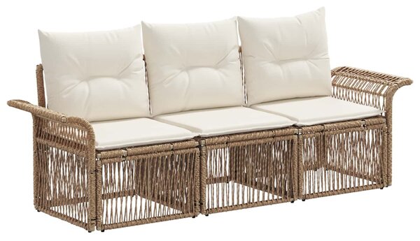 VidaXL Kerti Kanapé Szett 3 pcs Bézs polirattan