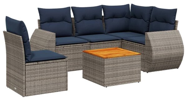 VidaXL 6 db szürke polyrattan kerti kanapégarnitúra párnákkal