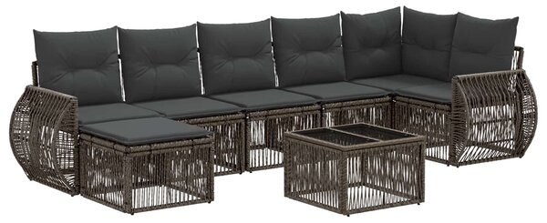 VidaXL Kerti Kanapé Szett 8 pcs Szürke és sötétszürke polirattan