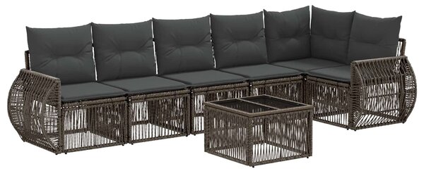 VidaXL Kerti Kanapé Szett 7 pcs Szürke és sötétszürke polirattan