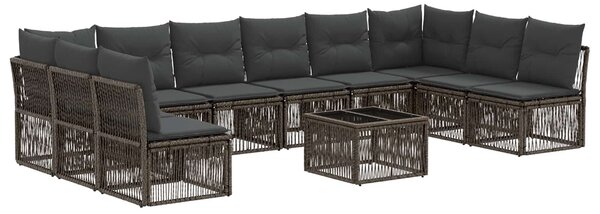 VidaXL Kerti Kanapé Szett 11 pcs Szürke polirattan