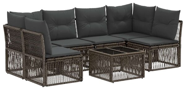 VidaXL Kerti Kanapé Szett 7 pcs Szürke polirattan