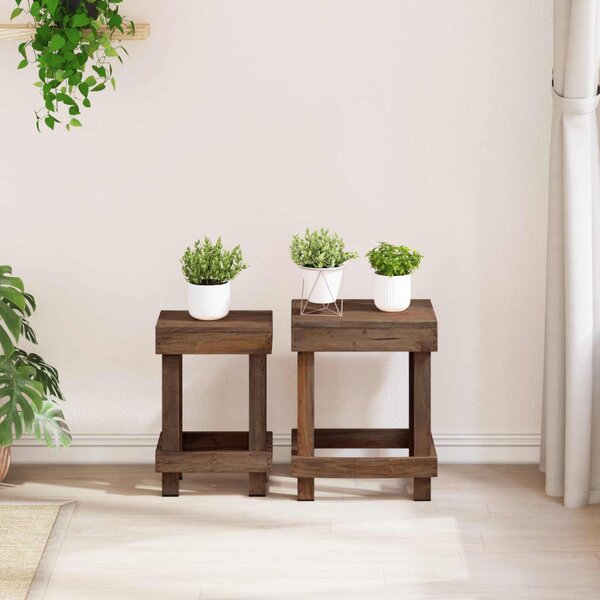 Növényállvány 2 db Barna 70 x 11 x 27 cm Mahagóni fa