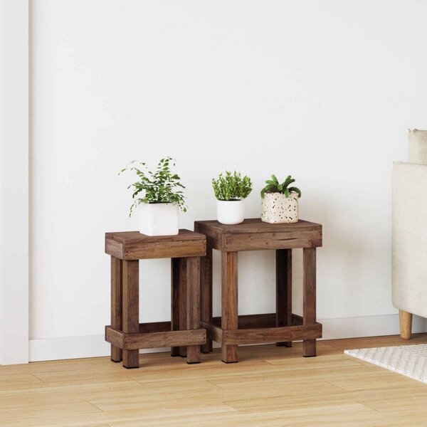Növényállvány 2 db Barna 70 x 11 x 27 cm Mahagóni fa