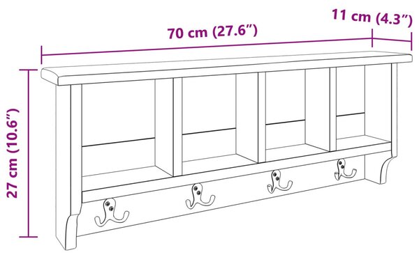 Fogas Barna 70 x 11 x 27 cm Tömör Mahagóni Fa