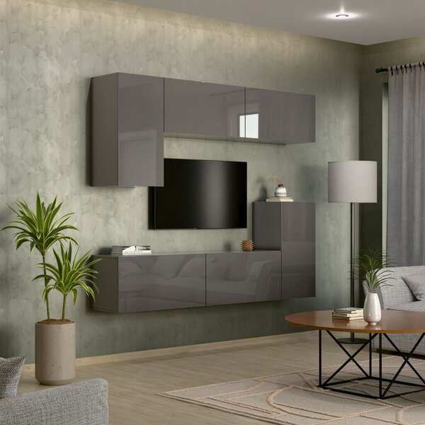 Intenso Concept-50 nappali faliszekrény sor - 200 cm (magasfényű szürke)
