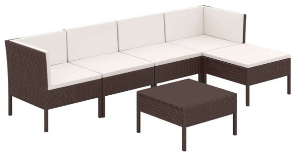 Polyrattan Kerti Ülőgarnitúra - 6 részes - Barna