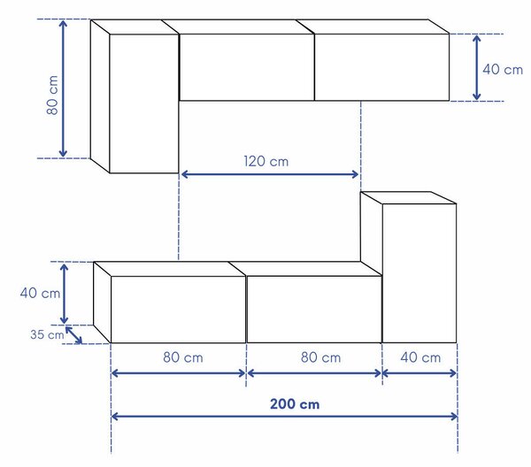 Intenso Concept-50 nappali faliszekrény sor - 200 cm (világos tölgy)
