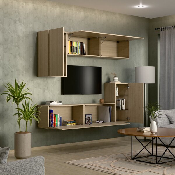 Intenso Concept-50 nappali faliszekrény sor - 200 cm (világos tölgy)