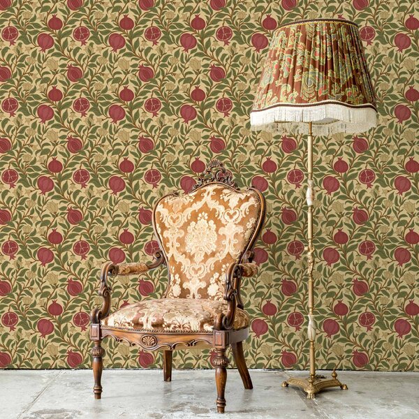 Tapéta Gránátalma és virágok William Morris stílusában, Virágok és növények tapétá, a00240 : Uwalls.hu