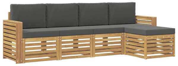 VidaXL Kültéri kanapé szett 5 pcs Fehér és Antracitszürke