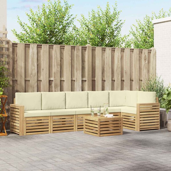 VidaXL Kültéri kanapé szett 7 pcs Fehér és Krém színű 59 x 59 x 37 cm