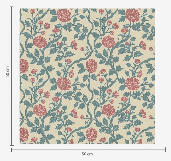Tapéta Retro minta piros és zöld virágokkal, Tapétá provence stílus, a00250 : Uwalls.hu