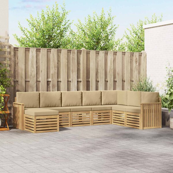 VidaXL Kültéri kanapé szett 8 pcs Fehér és Bézs 306 x 187,5 x 73 cm