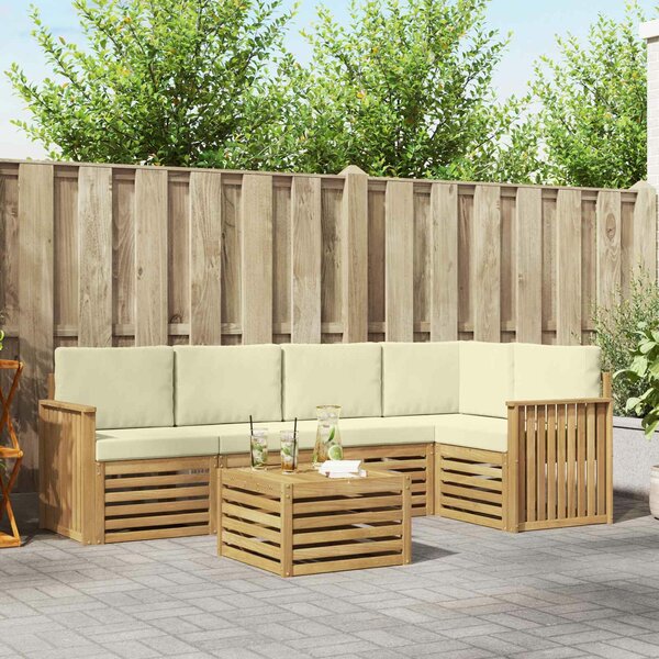 VidaXL Kültéri kanapé szett 6 pcs Fehér és Krém színű 59 x 59 x 37 cm