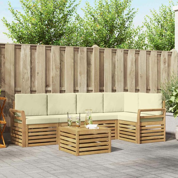 VidaXL Kültéri kanapé szett 6 pcs Fehér és Krém színű 59 x 59 x 37 cm