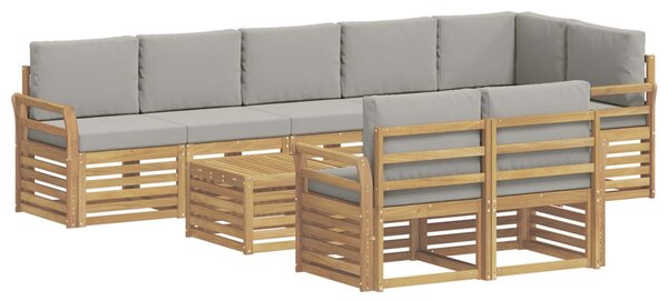 VidaXL Kültéri kanapé szett 9 pcs Fehér és Világosszürke