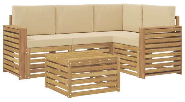 VidaXL Kültéri kanapé szett 5 pcs Fehér és Bézs 59 x 59 x 37 cm