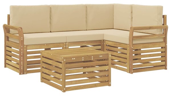 VidaXL Kültéri kanapé szett 5 pcs Fehér és Bézs 59 x 59 x 37 cm