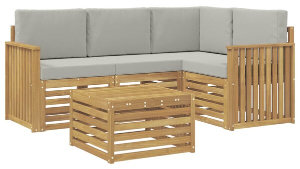 VidaXL Kültéri kanapé szett 5 pcs Fehér és Világosszürke