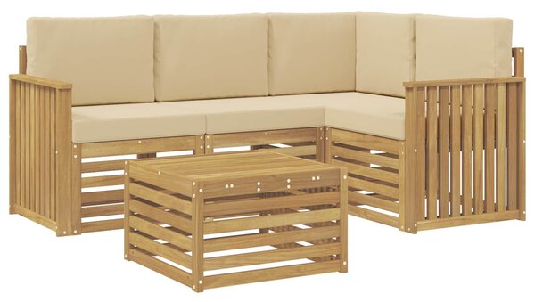 VidaXL Kültéri kanapé szett 5 pcs Fehér és Bézs 59 x 59 x 37 cm