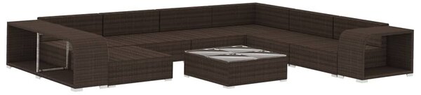 VidaXL 10 részes barna polyrattan kerti bútorgarnitúra párnákkal