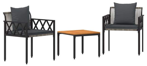 VidaXL Kültéri Bútor Szett 3 pcs Szürke és sötétszürke polirattan