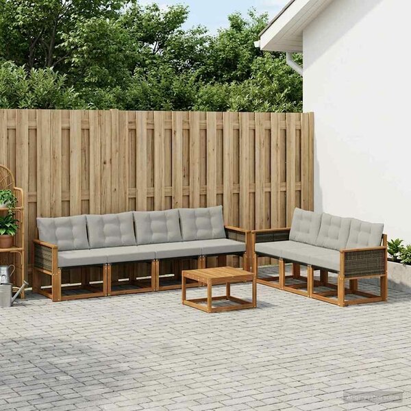 VidaXL Kültéri kanapé szett 8 pcs Természetes és Világosszürke