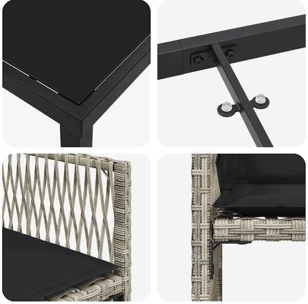 VidaXL Kert étkező szett 5 pcs Világosszürke polirattan