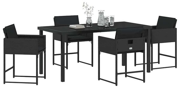 VidaXL Kert étkező szett 5 pcs Fekete polirattan