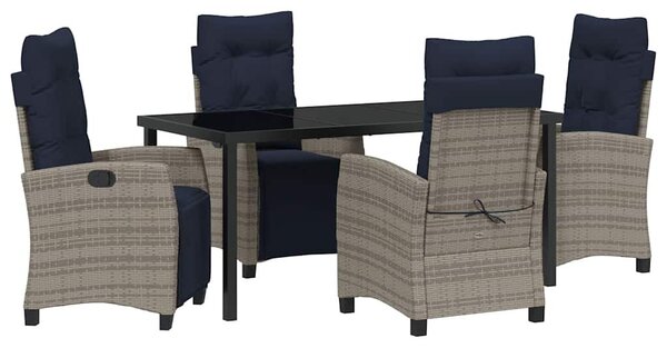VidaXL Kert étkező szett párnával 5 pcs Szürke polirattan