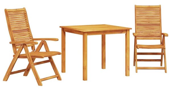 VidaXL Kert étkező szett 3 pcs Barna Tömör Akácfa