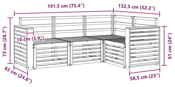 VidaXL Ülőgarnitúrák 4 pcs Természetes Tömör Akácfa